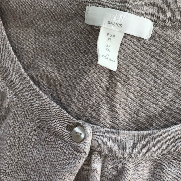H & M Fine Knit Taupe Cardigan Sz XL - Picture 5 of 8